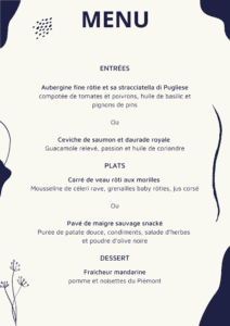 menu croisière gourmande