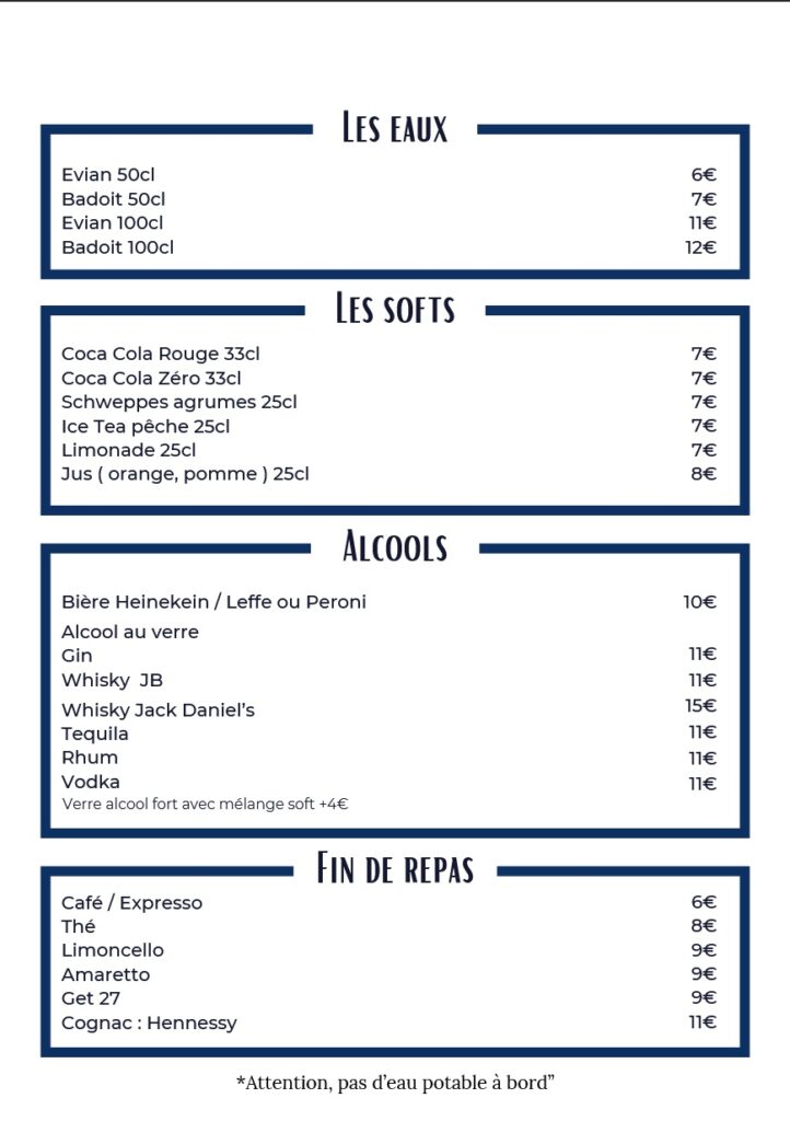 menu diner-croisière st valentin